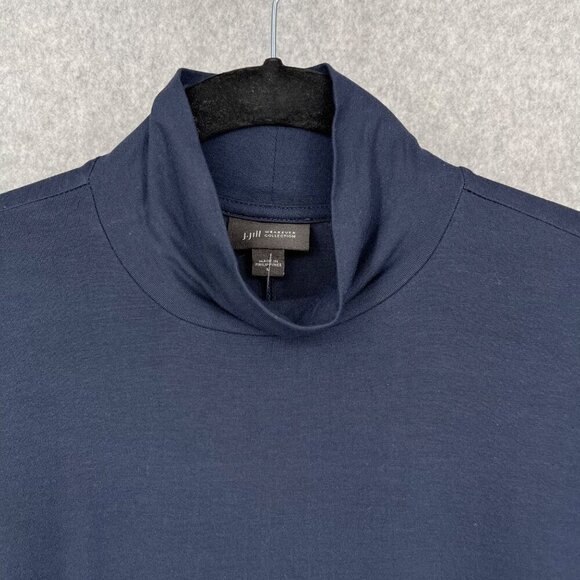J Jill Wearever Jersey Knit Mock Neck Long Sleeve Top Size L Navy Blue Stretch - Picture 4 of 12
